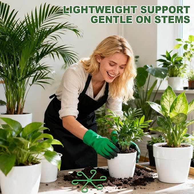 32pcs Plant Stem Support, Plant Support for Indoor Plants, 4 Sizes Climbing Houseplant Stem Holders, Reusable Plant Stabilizer, Indoor Plants Accessories
