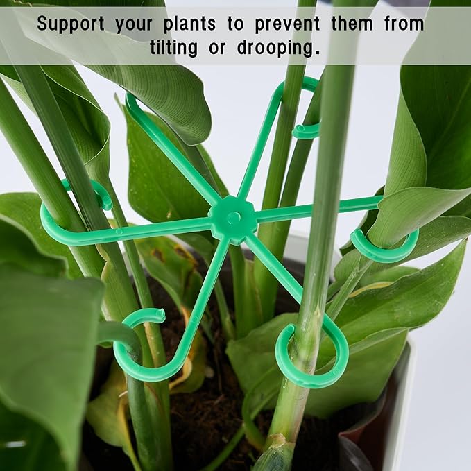 8/16/32PCS Plant Stem Support,4 Sizes Set,Plastic Stems Holder for Indoor Plants, Reusable Stem stabilizer,Keeps Potted Houseplants Growing Straight (16, Green)