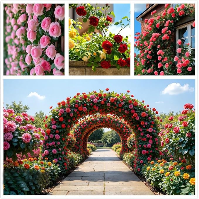 200+ Climbing Rose Seeds for Planting Outdoors - Vibrant Vine Flower, Long-Blooming Ornamental Garden Blooms (Mixed)