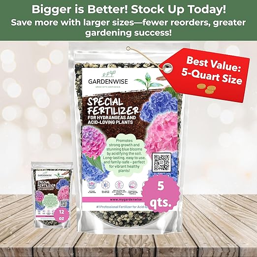 Slow Release Hydrangea Fertilizer with Iron & Sulfur – Indoor & Outdoor Soil Acidifier for Miracle Growth (3 qt)