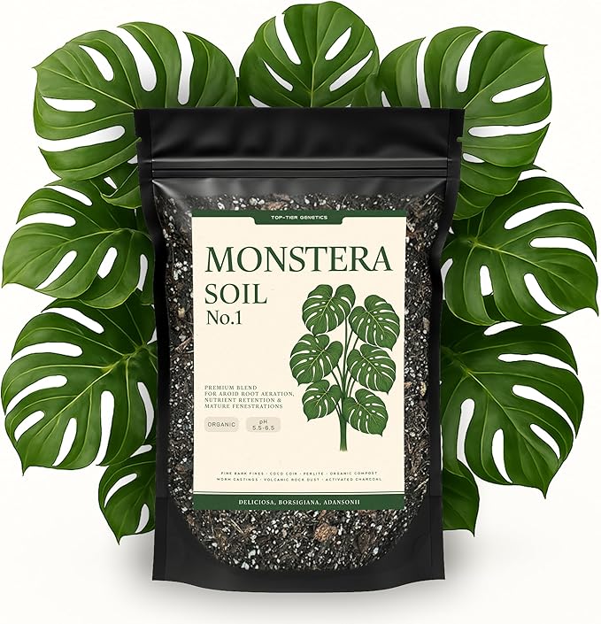 Monstera Soil/Premium Potting Mix – Organic Blend for Healthy Growth | Perfect Drainage & Aeration | Nutrient-Rich | Monstera Deliciosa, Borsigiana, Adansonii & Variegated Varieties (8 QTS)