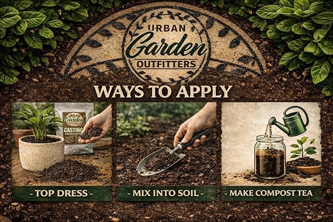 Premium Worm Castings - 100% Natural Soil Builder & Fertilizer for Gardens, Houseplants & Flower Beds - Odor-Free, Beneficial Microbes, Resealable Bag (7lb)