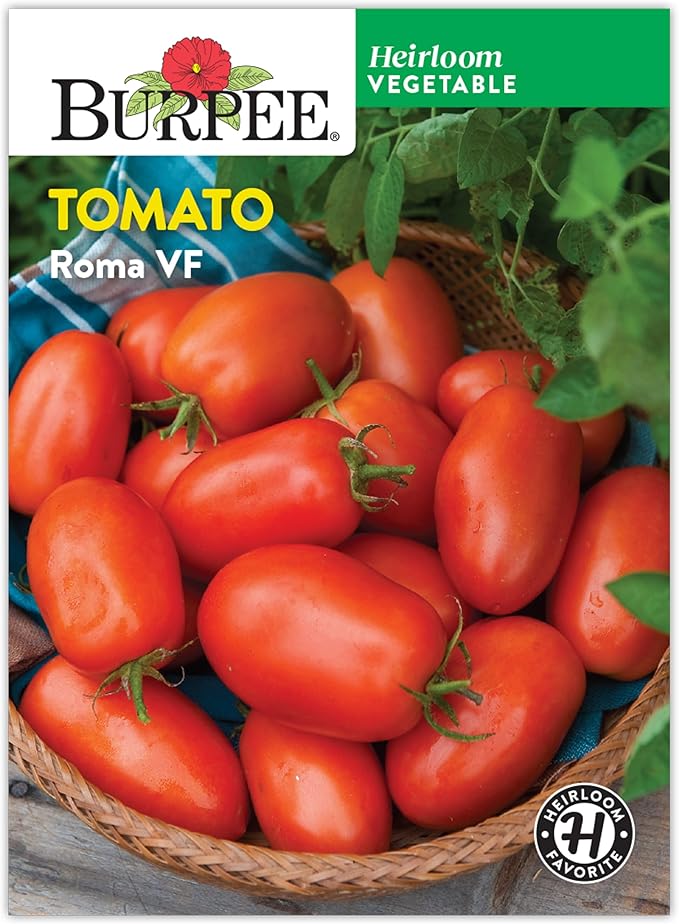 Burpee 'Roma VF' Heirloom Tomato Seeds - Non-GMO, Determinate, Paste Tomato, 500mg Seed Packet for Home Gardening