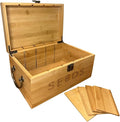 Nimpro Bamboo Garden Seed Storage Organizer Box, Wooden Seed Box with Removable Dividers, Metal Handle and Latch, Seed Keeper Organizer for Garden Seed Packets and Storage (10.59 x 7 x 5.12 in)