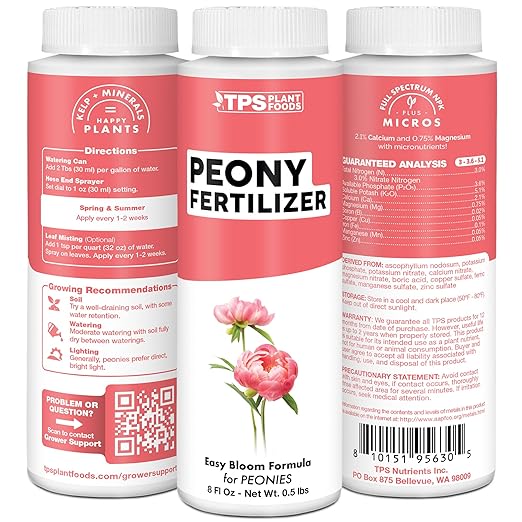 Peony Fertilizer – Liquid Plant Food for Bigger Blooms, Stronger Stems & Healthy Root Development, 32 oz