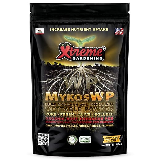 Xtreme Gardening Mykos WP Mycorrhizae Powder 4 oz – Organic Mycorrhizae for Plants – Mycorrhizal Fungi Root Stimulator for Plants – Ideal for Seedlings, Transplants, Bare-Root Trees & Hydroponics