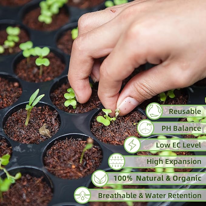 Premium Organic Coconut Coir Bricks - 12 Pack Coco Coir Bricks for Planting, Gardening, and Potting Soil Substrate. Low EC & pH Balanced 100% Organic Peat Moss Mix with Fiber from Coconut Husks