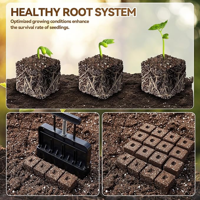 Chumia 2 Pcs Soil Blocker Makers Hand Held 4 Cell Soil Blocker for Seed Starting 2 Inch Mold Blocking Tool Manual for Garden Grow Seedling Indoor Outdoor Plants Greenhouse