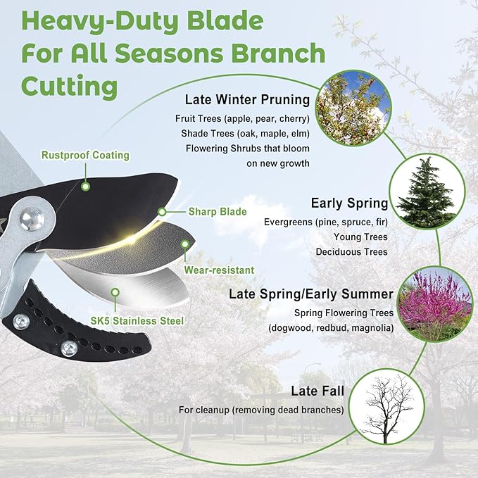 Extendable Loopers for Tree Trimming, 24-42'' Heavy Duty Thick Branches Cutter Lopping Shears with SK5 Steel Blade, Pruning Shears with 1.8” Cut Capacity, Loppers with Compound Action for Gardening