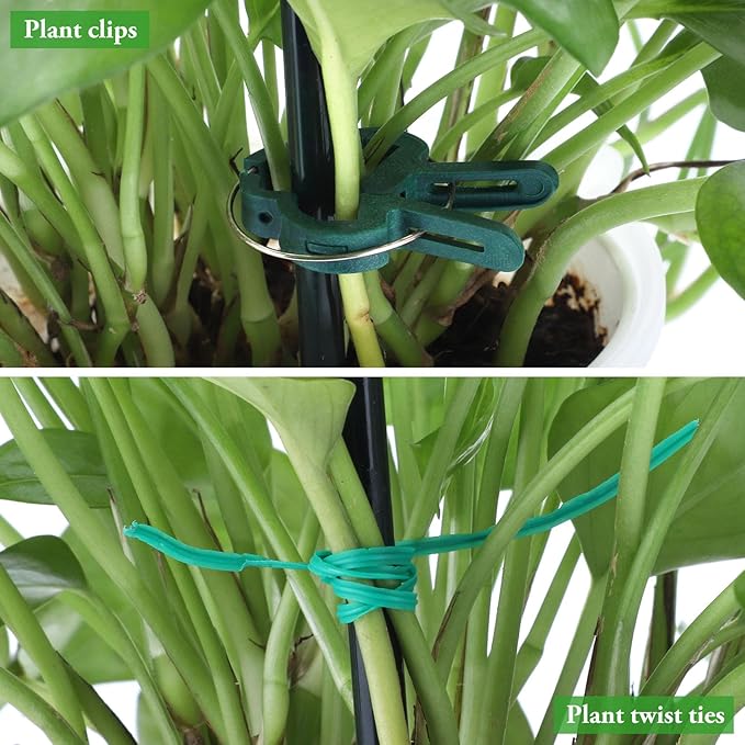 Unves 6 Pack Peony Cage, 13" W x 32" H Half Round Ring Metal Plant Support Stakes, Heavy Duty Peony Cages and Supports for Indoor Outdoor Plants, Vegetables and Flowers with Clips, Ties and Gloves