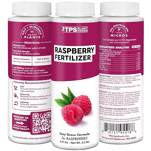 Raspberry Fertilizer for Raspberry Plants, Supports Healthy Growth and Plump Berries in Raspberry Plants, Liquid Fertilizer by TPS Plant Foods, 32 oz (1 Quart)