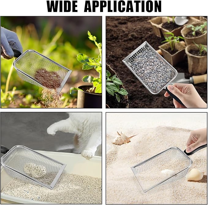 Soil Sifter for Gardening (2-Pack) – 3.8mm and 5mm Mesh, Heavy-Duty Metal Sifter for Dirt, Rocks, Compost and Sand, Durable Garden Tool for Landscaping and Potting Soil