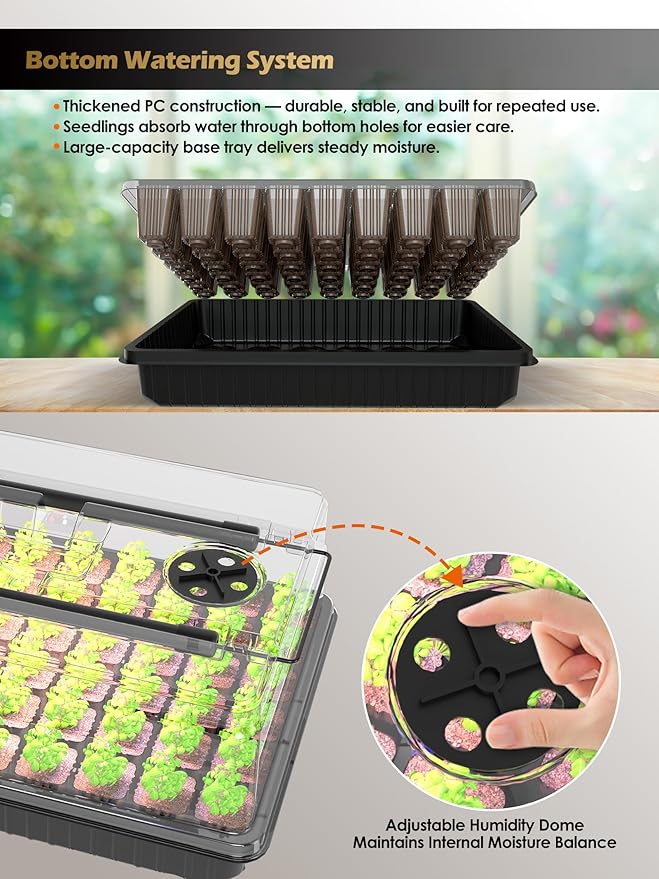 GLOWRIUM Seed Starter Tray with Full Spectrum Grow Light,54-Cell *2 Pack Seed Starter Kit with Humidity Dome,6-Setting Auto Timer,Adjustable Brightness for Indoor Plant (2-Pack)