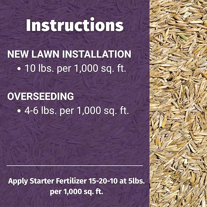 Shade Pro Grass Seed — Fine Fescue & Ryegrass Blend for Shaded Lawns — Thrives in Low-Light Areas — Dark Green, Dense Turf — 10 lb / 25 lb / 50 lb (10 lbs)