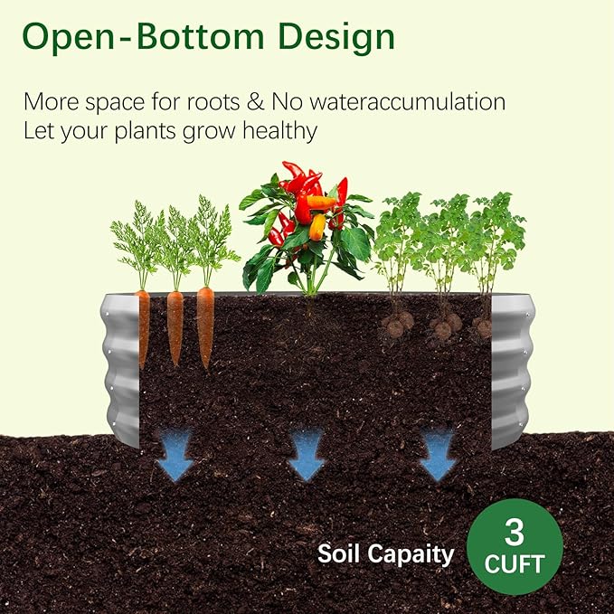 Galvanized Garden Bed Kit for Vegetables/Herbs/Flowers, Raised Planter Box, Outdoor, 2 Pack 2x2x1 Ft