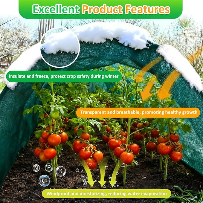 Green Plant Covers Freeze Protection, 10 x 50 ft - 1.5 oz/yd² Frost Cloths for Outdoor Plants, Tree Covers Freeze Protection, Winter Garden Blanket, Sun Cover for Plants for Greenhouse, Vegetables