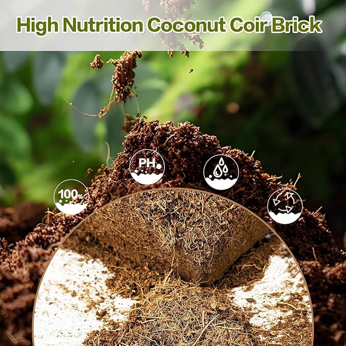 Cheardia 12 Packs High Nutrition Coconut Coir Brick, High Expansion Coconut Fiber Substrate with Low EC and PH Balance, Organic Coco Coir for Garden Soil Potting Flower Herbs Vegetables
