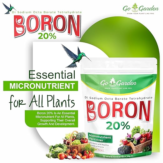Go Garden Boron 20% Micronutrient Fertilizer - Boosts Vegetable Growth, 250g Powder Fertilizer for Plants
