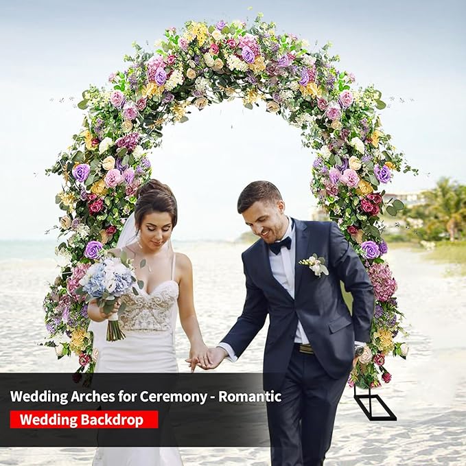 7.9 Ft H x 4.6 Ft W Metal Garden Arbor, Outdoor Wedding Arches for Ceremony, Assemble Easily, Black Garden Wide Arch Trellis for Climbing Plant Party Decoration