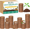 ZeeDix 50Pcs Organic Coco Coir Pellets for Seed Starter, Compressed Coconut Coir Potting Soil for Planting, Garden Soil for Indoor Outdoor Plants Bonsai Herbs Flowers Vegetables (30mm)