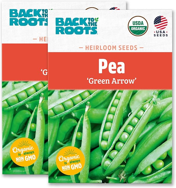 Back to The Roots 100% Organic Heirloom Seeds - Pea 'Pisum Sativum' Value Pack (16.8g Total)