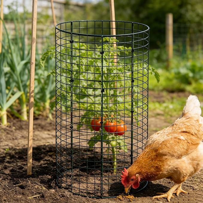 9 Packs 24"x 12" Large Wire Plant Protectors Cages to Keep Animals Out,3 Pcs Mesh Plant Cage Chicken Wire Cloche with Ground Stakes Nylon Ties Protect Plants,Shrubs,Vegetables,Garden Cloche(Set of 3)