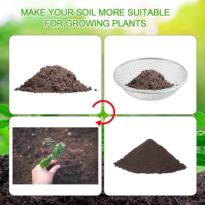 Tioncy 3 Pcs Soil Sifter Fits 5-Gallon Buckets for Gardening Sand Rock Compost Sifter Dirt Sieve Sifting Pan Gardening Sand Sawdust Gravel Rocks(1/8'' 1/4'' 3/8'' Aperture)