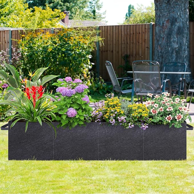 66x65x18 Inch Cucumber Trellis for Raised Bed - with 61 Gallon Grow Bags, Garden Trellis for Climbing Plants Outdoor with Climbing Net and Plant Support for Cucumber, Tomato, Vegetable, Grape, Vine