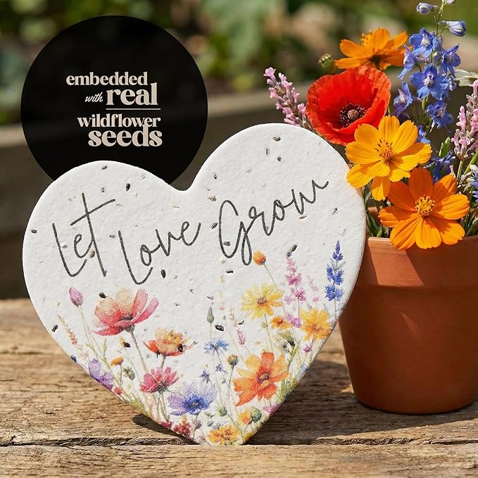50pcs Large Love Heart Seed Paper – Plantable & Writable Wildflower Seed Paper, Gift for Mom This Mother’s Day, Use for Shower Favors, Weddings, Heart Party Favors or Life Events