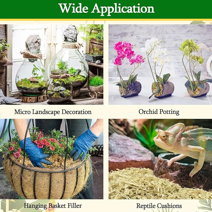 Legigo 3.3lb Natural Sphagnum Moss for Plants, 60QT Long Fiber Orchid Moss Potting Mix, Dried Sphagnum Moss for Plants Indoor, Orchid Repotting, Succulent, Carnivorous Plants, Terrarium and Reptiles