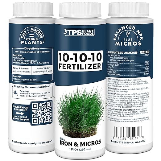 Liquid 10-10-10 Fertilizer for Lawn and Garden – Plant Food for Balanced Nutrition, Greener Growth & Stronger Root Development, 1 Gallon