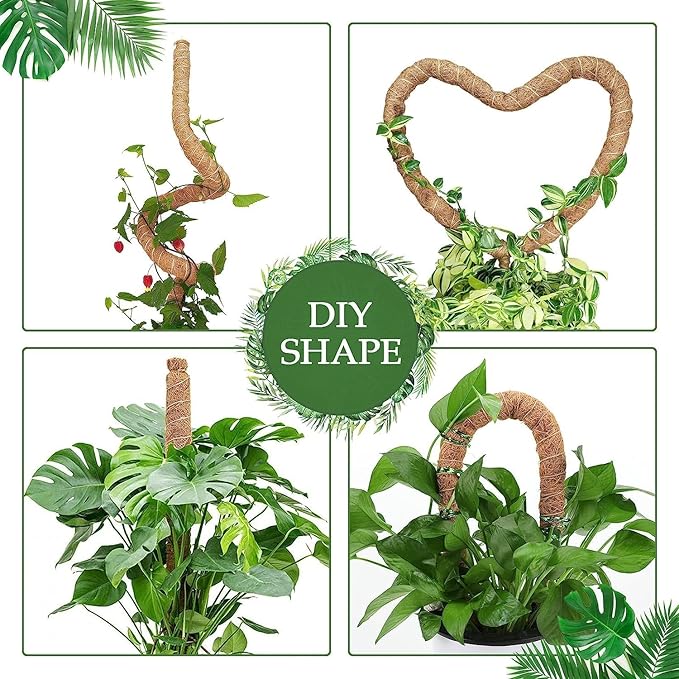 2 Pack Moss Pole for Plants Monstera - 25 Inch Moss Poles for Climbing Plants Monstera, Bendable Moss Pole Stakes for Indoor, Handmade Coco Coir Plant Support for Plants Grow Upward