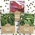 Organic Okra Lovers Seeds Variety Pack - 3 Individual Packs - 2026 Season - Cowhorn, Burgundy and Clemson Spineless! for Indoor & Outdoor Planting (Non-GMO, Certified Organic)