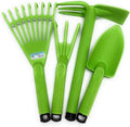 Mintra Garden Tool Set, 4 Piece Heavy Duty Gardening Tools Including Cultivator, Trowel, Shovel & Rake, Durable Poly Material & Non-Slip Handle, Garden Hand Tools Set for Gardening Gift, Lime Green
