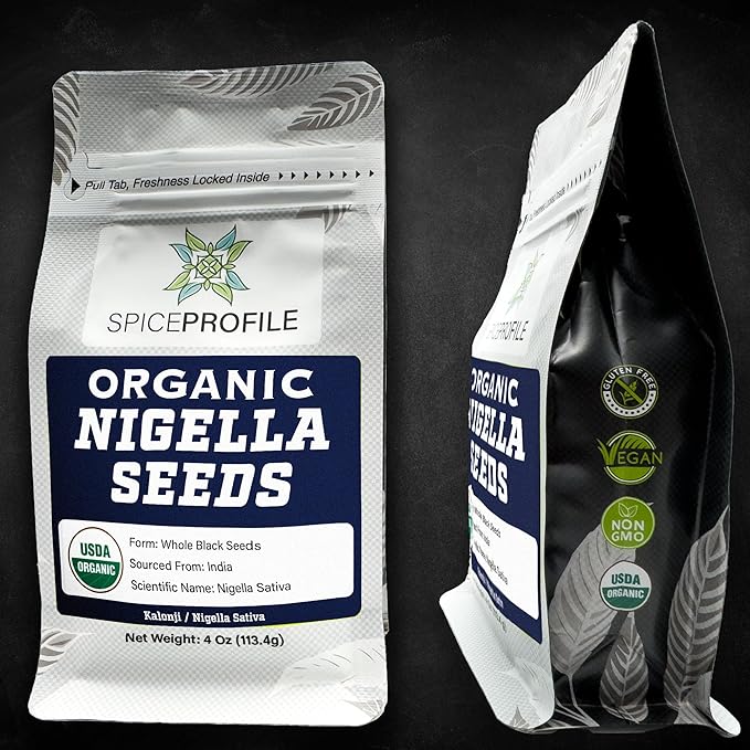 Spice Profile USDA Organic Nigella Seeds, Lab Tested for Heavy Metals, Resealable 4 oz Pouch, Kalonji, Semillas de Nigella