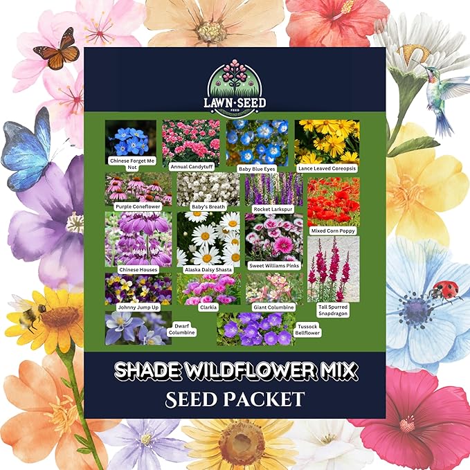 Partial Shade Wildflower Mix (Seed Packet) Sprinkle a Little Magic—Our Shade, Perennial, Hummingbird, Deer-Resistant, and Other mixes Bring Vibrant Color and pollinator Joy to Any Space.