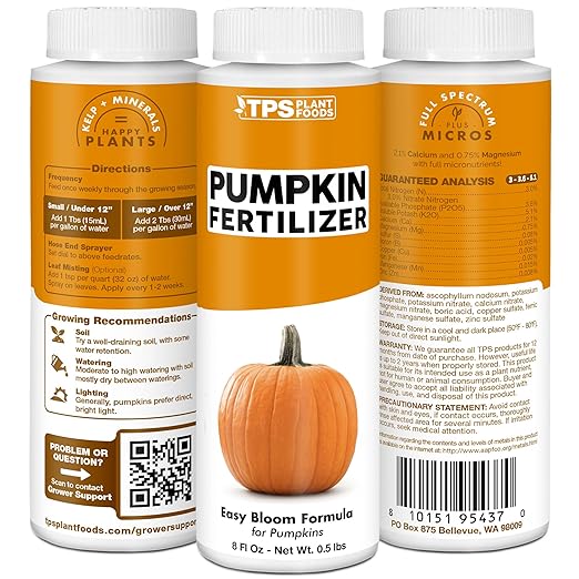 Pumpkin Fertilizer – Liquid Plant Food for Bigger Pumpkins, Vigorous Vines & Larger Harvests, 32 oz