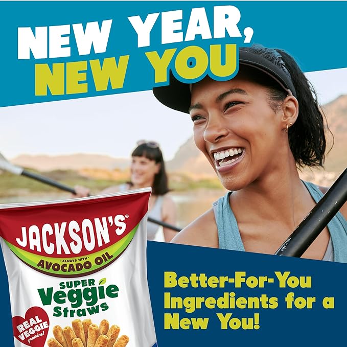 Jackson’s Super Veggie Straws (Sea Salt, 6.5 oz, Pack of 6) – Gluten Free, Vegan, Snacks for Kids & Adults – Made with Premium Avocado Oil – Allergen-friendly, Veggie Straws Individual Bags