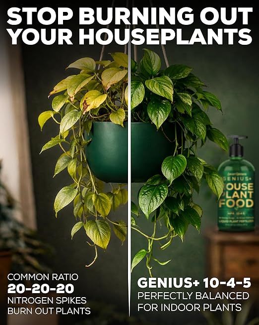 Plant Food for Houseplants, Instant Indoor Plant Fertilizer for Healthier Plants, Clean & Safe for Indoor & Outdoor Use, USA Made - Smart Grower Genius+ Easy Squirt Pump 8oz Makes 96 Gallons