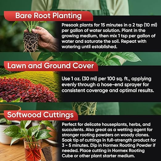 Hormex Liquid Rooting Hormone Concentrate with B1 – Root Growth Stimulator for Strong, Healthy Plants - Prevents Transplant Shock - Houseplants, Gardens, Hydroponics, Trees, Fruits & Vegetables, 32oz