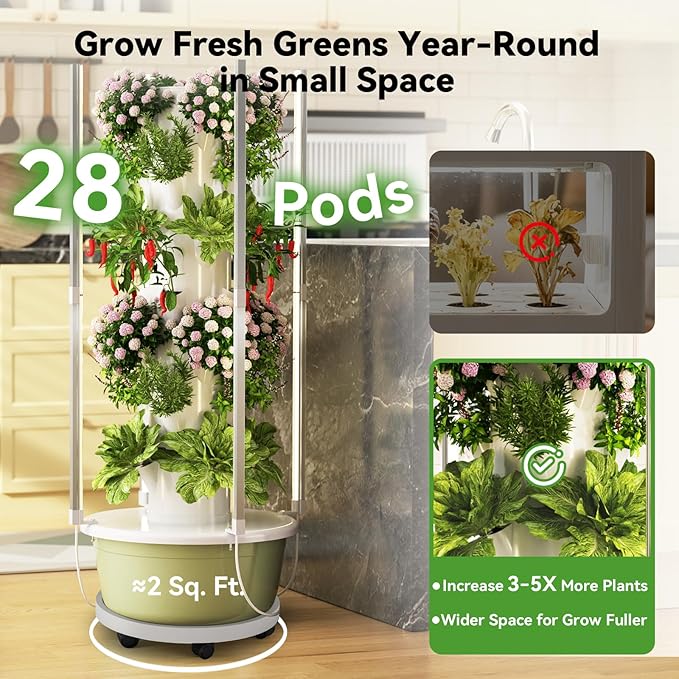 BAOSHISHAN Silent Wheel Mobile Tray for 7-Layer Hydroponics Tower, Easy Mobile, Heavy-Duty Load-Bearing, Floor-Safe Design