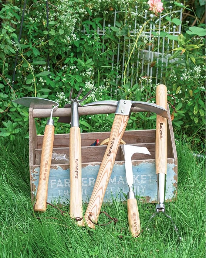 Pick Mattock Hoe Garden Pick Axe Planting Hoe Tool 15inch with Hardwood Handle for Digging Loosening Trenching Tilling Leveling Cutting Gardening Landscaping Farming Camping Outdoor Hand Cultivator