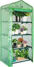 4 Tier Mini Greenhouse - Portable Indoor Outdoor Green House with 24lbs Per Shelf, Durable PE Cover & Tool-Free Assembly for Garden Balcony Patio Backyard
