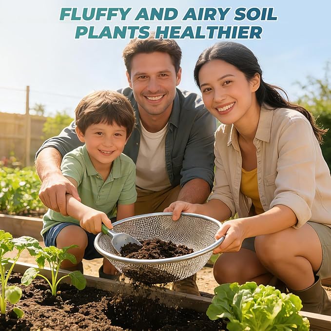 QwayHome 4Pcs Soil Sifter for Gardening, Heavy Duty Galvanized Steel Screen with 4 Aperture Sizes (2/4/6/8mm), Rust-Resistant Sifter Fits 5 Gallon Bucket for Compost, Dirt, Sand,Rock & Shell Sifting