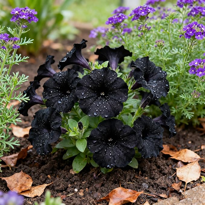 300+ Petunia Seeds for Planting, Black Petunia Flowers Seeds Garden Hanging Baskets Flowers, Annual Plant Seed for Garden Yard Potted Decoration