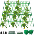 48 x 48 Inch Foldable Cucumber Trellis for Raised Bed- A-Frame Garden Trellis for Climbing Plant Outdoor with Climbing Net and Plant Support Clip for Outdoor Plants Zucchini Vegetables Tomato Flowers