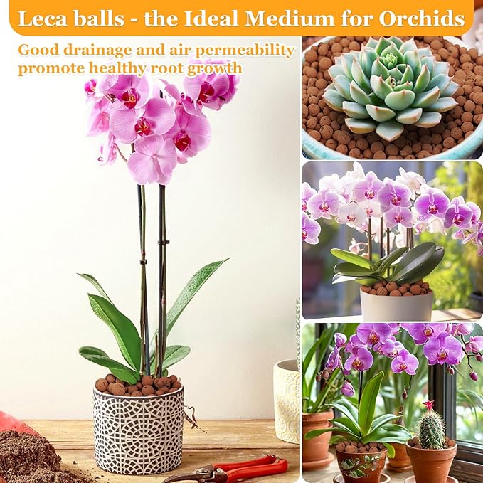 6 LBS Natural Leca Clay Pebbles for Plants- 4-16mm Expanded Clay Leca Balls for Indoor Plants, Hydroton Clay Pebbles for Plants Hydroponic & Aquaponics Growing, Orchids, Drainage, Terrarium