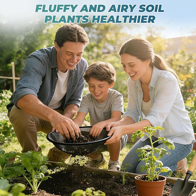 QwayHome 4Pcs Soil Sifter for Gardening, Heavy Duty Galvanized Steel Screen with 4 Aperture Sizes (2/4/6/8mm), Rust-Resistant Sifter Fits 5 Gallon Bucket for Compost, Dirt, Sand,Rock & Shell Sifting