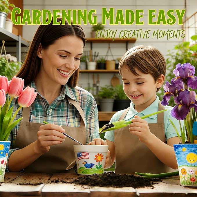 Paint & Plant Flower Growing Gardening Kit with 3 Pots for Kidz - Gardening Tools Set Easter Gifts for Girlz & Boyz Agez 5, 6, 7, 8, 9, 10, 11 & 12 Yearz Old Girlz