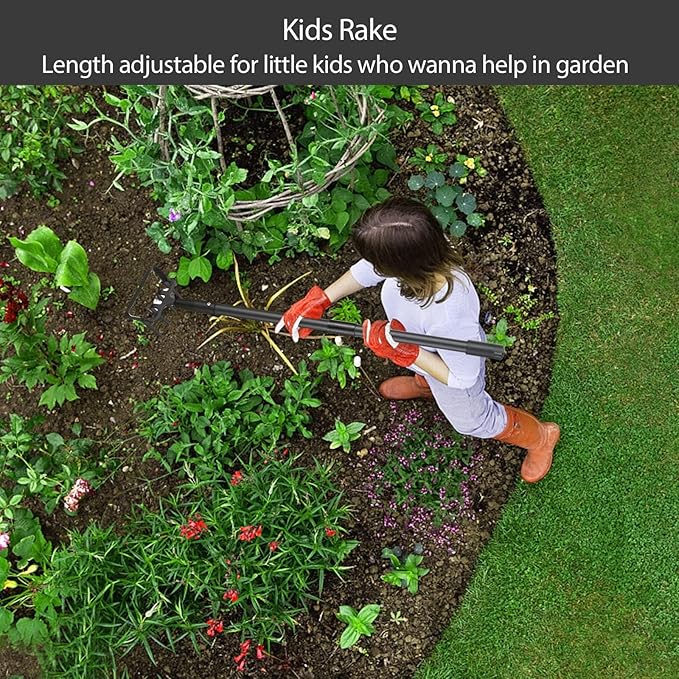 Stirrup Hoe and Cultivator Garden Tool Heavy Duty, Scuffle Loop Action Hoe Weeding Gardening Hand Tools for Women Kids Men, Metal Weeder Scraper Garden Hoe Rake Weed Puller Long Handle 32-62 inch